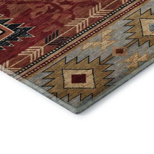 Mayfield Premium Machine Washable Abstract AMF1754 Paprika 8 ft. x 10 ft. Area Rug