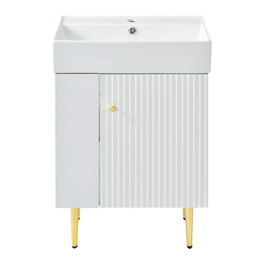 21.60 in. W x 12.20 in. D x 33.90 in. H Freestanding Bath Vanity in White w