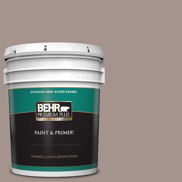 BEHR PREMIUM PLUS 5 gal. #740B-4 Suede Leather Semi-Gloss Enamel Exterior Paint & Primer