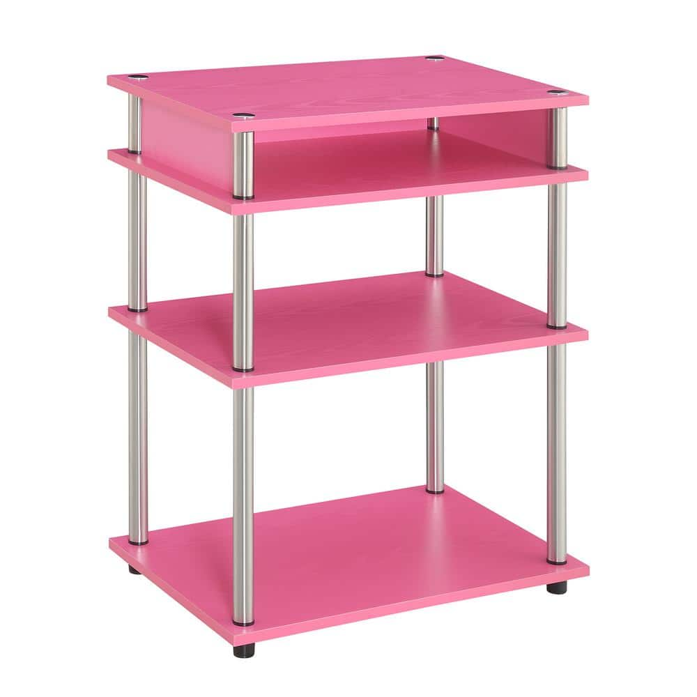 Convenience Concepts Designs2Go No Tools Printer Stand with Shelves, Pink