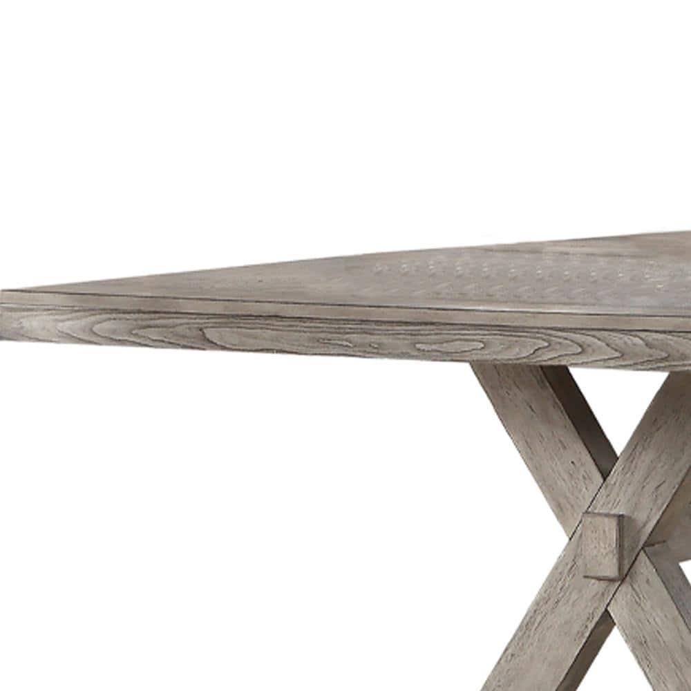 Gray Oak 82" Rectangular Dining Table with Trestle Base