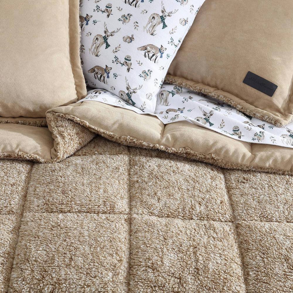 Twin Brown Reversible Microfiber Comforter and Sham Set