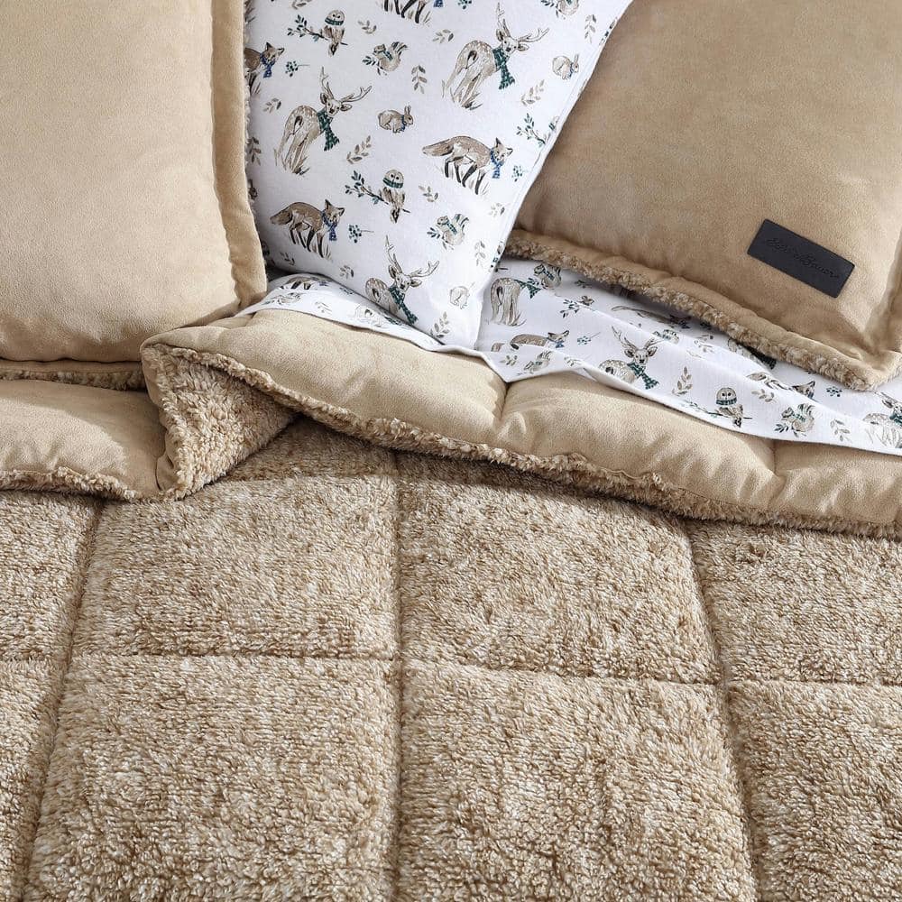 Full Reversible Brown Microfiber Comforter and Sham Set