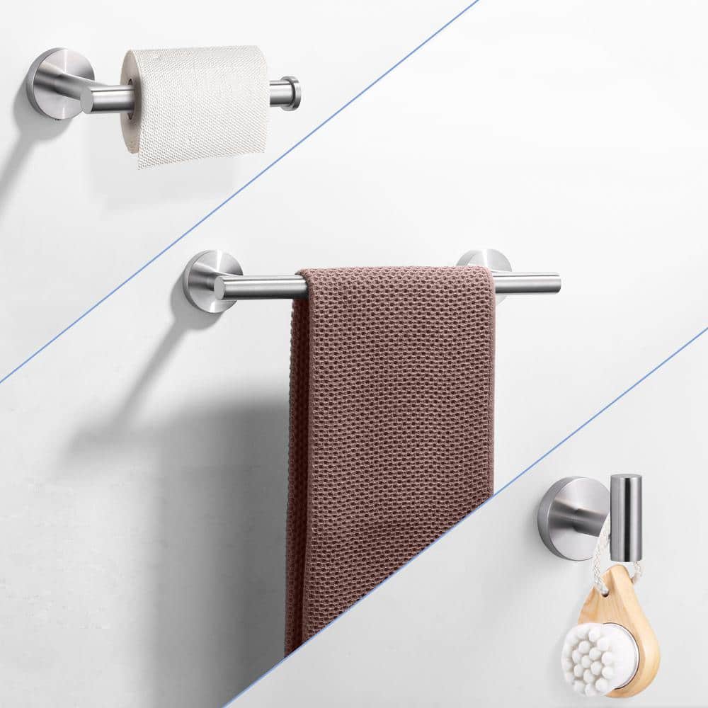 Brushed Nickel 3-Piece Stainless Steel Bathroom Hardware Set