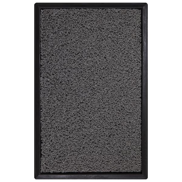 Ottomanson Waterproof Non-Slip Boot Tray and Doormat Bundle Indoor/Outdoor Rubber Doormat, 18 in. x 28 in., Gray