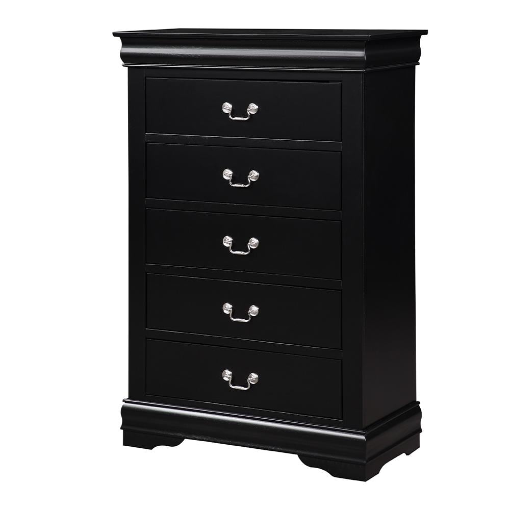 Black Pine Wood Chest with Dovetail Drawers