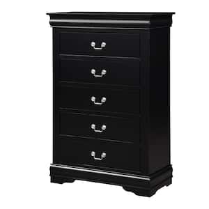 Louis Philippe Black Chest with Wood Frame 47 in. x 15 in. x 31 in.