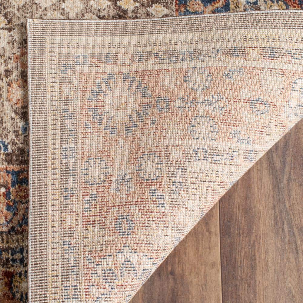 Reversible Rectangular Blue Synthetic 36" Stain-Resistant Rug