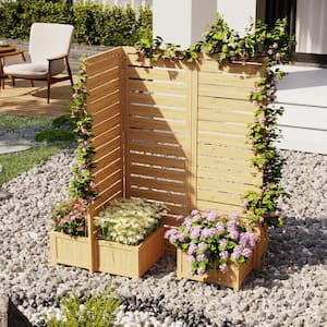 Brown Outdoor Fir Wood Raised Planter Boxes Nursery Pots Composter for Vegetables, Flowers, Herbs with Drainage Holes