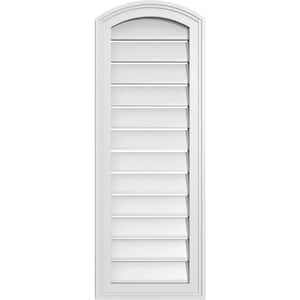 14 in. x 36 in. Arch Top Surface Mount PVC Gable Vent: Decorative with Brickmould Frame