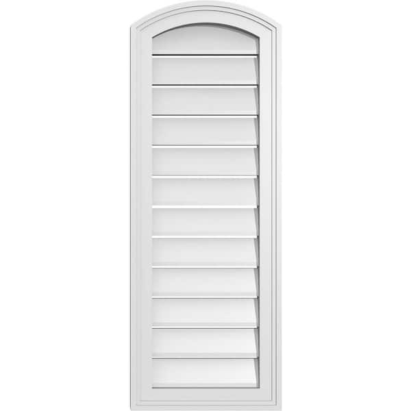 Ekena Millwork 14 in. x 36 in. Arch Top Surface Mount PVC Gable Vent: Decorative with Brickmould Frame