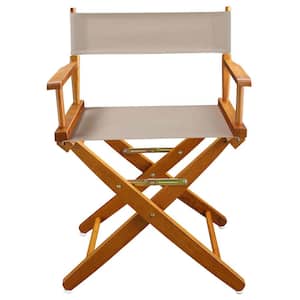 18 in. Seat Height Extra-Wide Mission Oak Frame/Natural Canvas New, Solid Wood Folding Chair, Set of 1