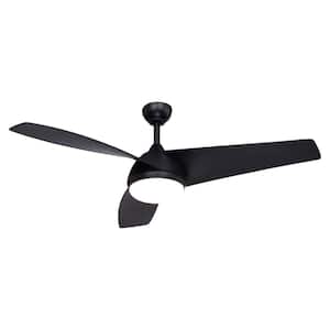 Odell 52 in. Contemporary Propeller Integrated LED Indoor Black Ceiling Fan with Light Kit and Remote