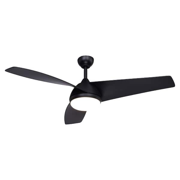VAXCEL Odell 52 in. Contemporary Propeller Integrated LED Indoor Black Ceiling Fan with Light Kit and Remote