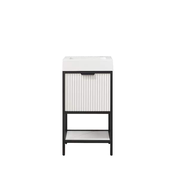 ROSWELL Marcilla 18 in. W x 18 in. D x 34 in. H Single Sink Bath Vanity in White with White Integral Sink Top