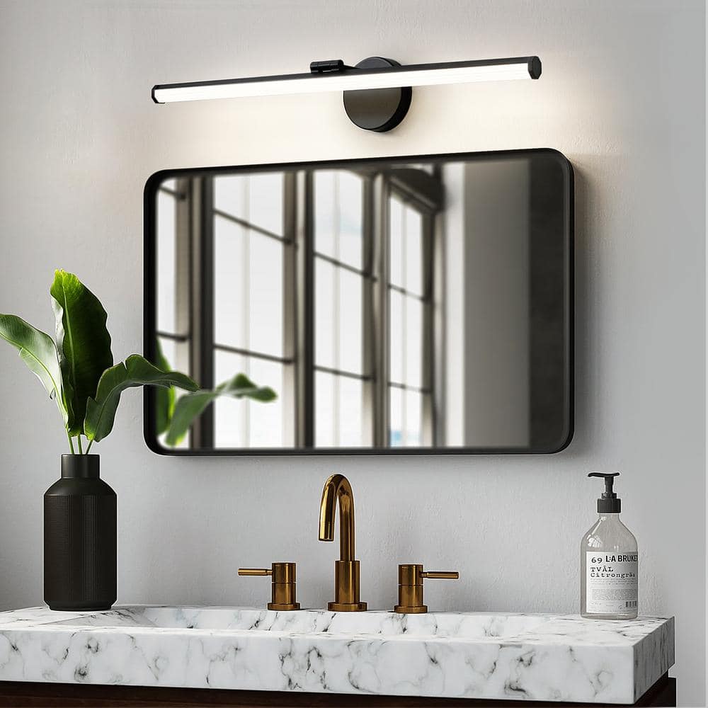 30-Inch Matte Black Metal LED Vanity Light with Acrylic Shade