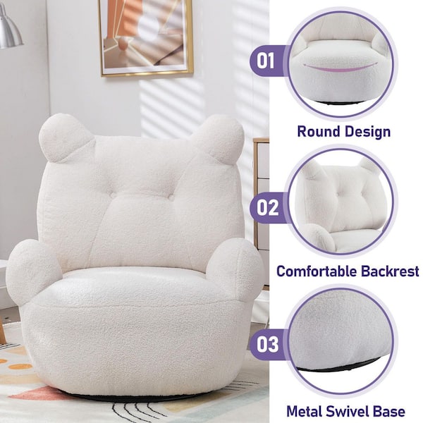 Modern Comfy Leisure Accent Chair, Teddy Short Plush Particle Velvet  Armchair with Ottoman and Gold Metal Legs, Single Sofa Chair for Living  Room