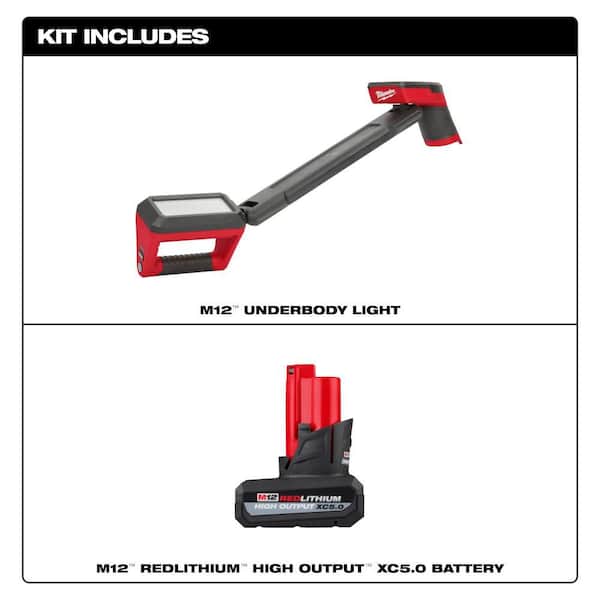 M12 12V Lithium-Ion Cordless LED Underbody Light with M12 5.0 Ah Battery