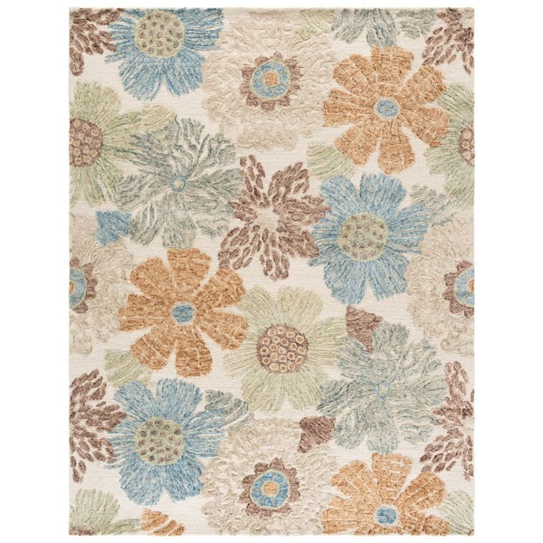Jardin 9 ft. x 12 ft. Red/Blue Floral Area Rug