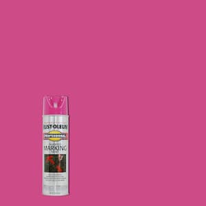 Rust-Oleum Professional 15 oz. Fluorescent Pink Inverted Marking Spray Paint (Case of 6), Flourescent Pink