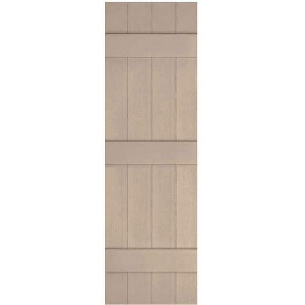 Ekena Millwork 14 in. x 59 in. Lifetime Vinyl Custom Four Board Joined Board and Batten Shutters Pair Wicker