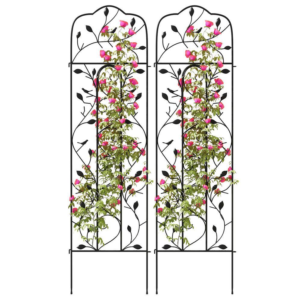 Kingdely 60 in. H x 15.7 in. Black Steel Arched Garden Fence Panel ...