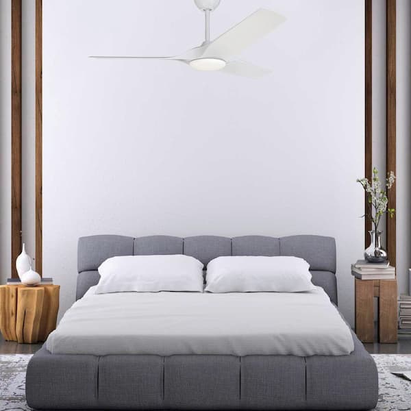 Gossamer 52 in. Integrated LED Indoor Matte White Ceiling Fan with Light Kit and Remote Control