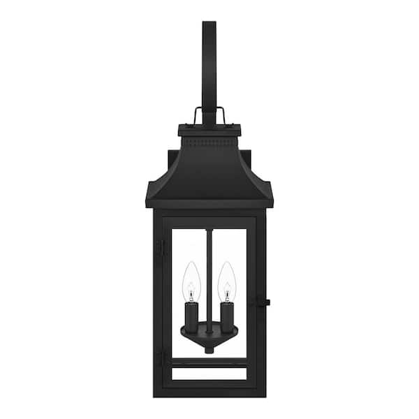 Hampton Bay Flaxton 24 in. Black Outdoor Barn Wall Lamp with Clear