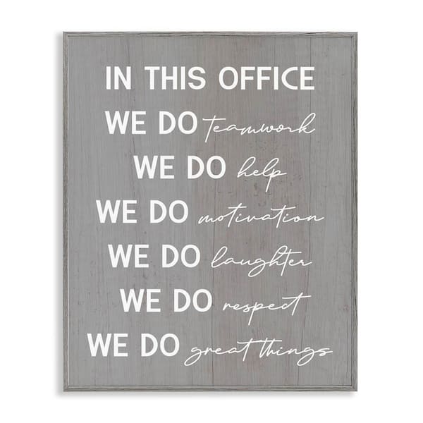Stupell Industries Inspirational Office Phrases by Daphne Polselli Gray Framed Typography Giclee Art Print 30 in. x 24 in.