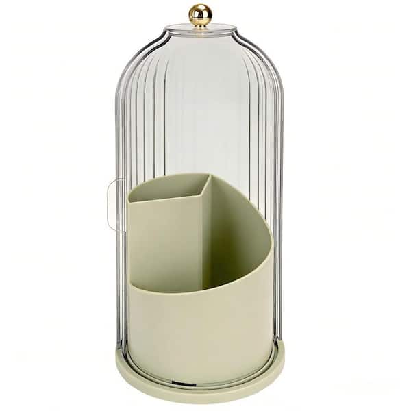 1-Pack Durable ABS Organizer No Mount Toothbrush Storage Holder with 180° Sliding Lid, Drainage Holes, in Green