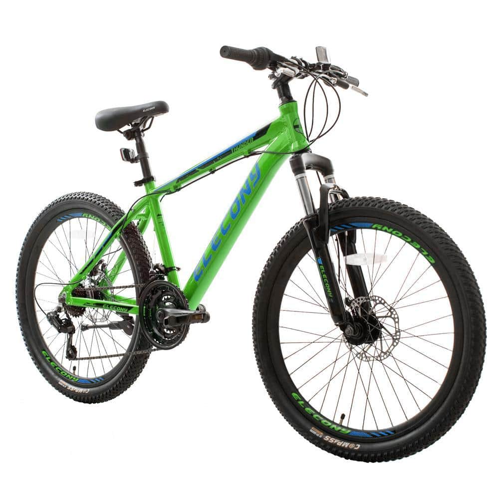 24 in. Aluminum Adult 21 Speed Mountain Bike Green Black