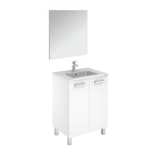 Logic 23.6 in. W x 18.0 in. D x 33.0 in. H Bath Vanity in Gloss White with Ceramic Vanity Top in White with Mirror