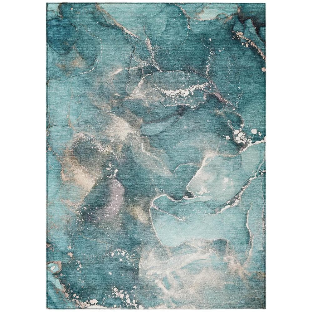 Teal 10 ft. x 14 ft. Woven Abstract Polyester Rectangle Indoor/Outdoor Area Rug price history on PriceWatchPro