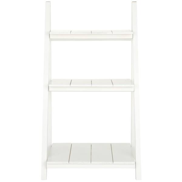 Casual Home 42 in. White Wood 3-shelf Ladder Bookcase with Open Storage