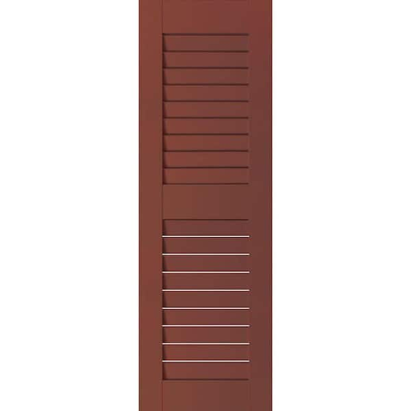 Ekena Millwork 12" x 30" Exterior Real Wood Cedar Open Louvered Shutters (Per Pair), Country Redwood