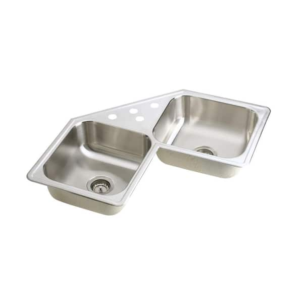 Elkay Neptune Drop In Stainless Steel 32 In 4 Hole Double Bowl Kitchen Sink N217324 The Home Depot