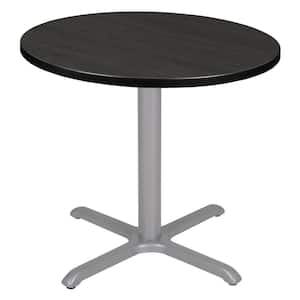Eiss 32 in. Round Ash Grey Composite Wood X-Base Table (Seats 4)