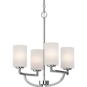 Sharyn 4-Light Chrome Chandelier with Etched White Cased Glass