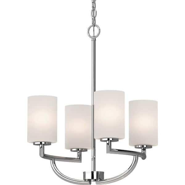 Volume Lighting Sharyn 4-Light Chrome Chandelier with Etched White Cased Glass