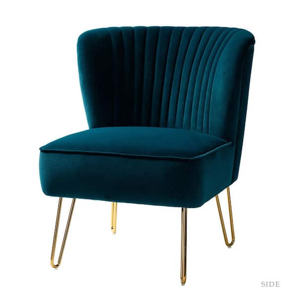 JAYDEN CREATION Alonzo Teal Side Chair with Tufted Back