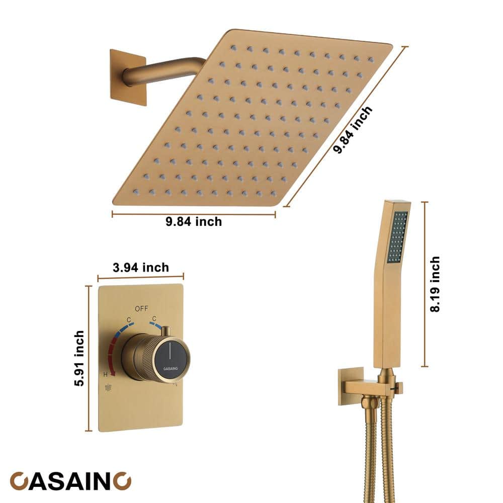 Brushed Gold Multi-Head Wall Mounted Shower System