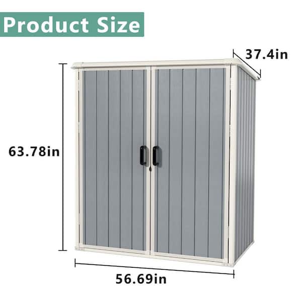 Sizzim 5 ft. W x 3 ft. D Outdoor Gray Resin Storage Shed with