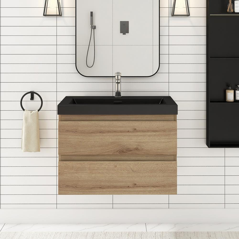 30 in. W x 19.5 in. D x 22.5 in. H Single Sink Wall Mounted Bathroom Vanity