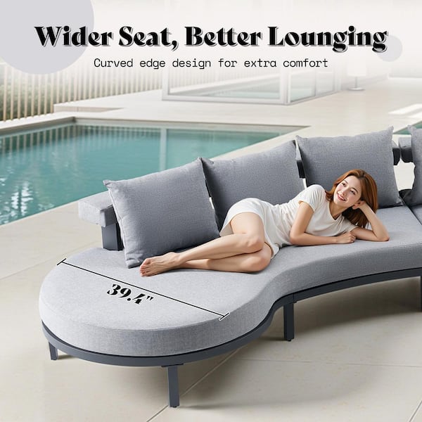 10-Seats Aluminum Patio Furniture Set, Outdoor Modular Sectional
