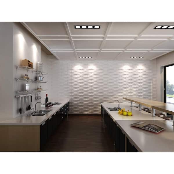 Falkirk Fifer 20 in. x 20 in. Paintable Off White Geometric Bricks Fiber Decorative Wall Paneling (5-Pack)