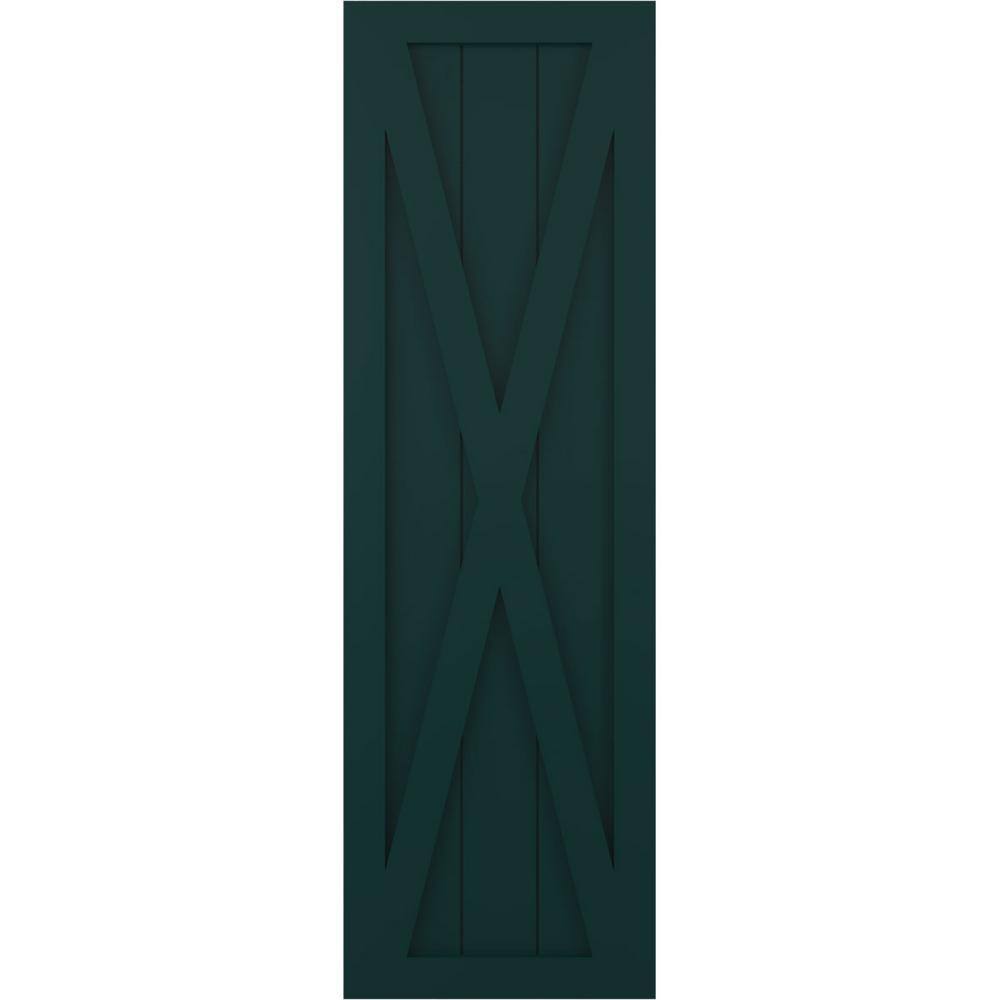 12 in. x 43 in. True Fit PVC Single X-Board Farmhouse Fixed Mount Board and Batten Shutters Pair in Thermal Green price history on PriceWatchPro