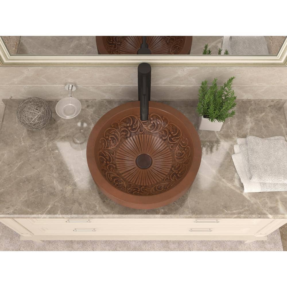 17'' Round Polished Copper Above-Counter Bathroom Sink