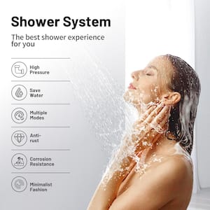 Rainfull 7-Spray Handheld Shower Faucet Kit with Valve 1.8 GPM and 4.9 in. Adjustable Filtered Shower Head in Black