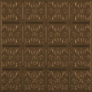 Fleur-de-lis Faux Bronze 2 ft. x 2 ft. Lay-in or Glue-up Ceiling Panel (Case of 6)
