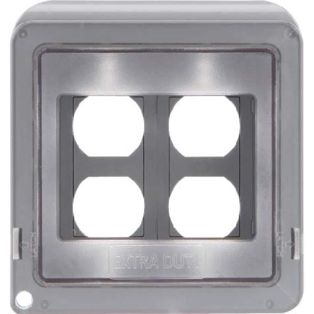 Commercial Electric 2-Gang Extra Duty Non-Metallic Low Profile While-In-Use  Weatherproof Horizontal/Vertical Receptacle Cover, Clear WCWL2PG - The